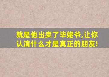 就是他出卖了毕姥爷,让你认清什么才是真正的朋友!