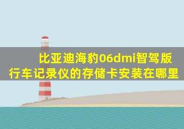 比亚迪海豹06dmi智驾版行车记录仪的存储卡安装在哪里